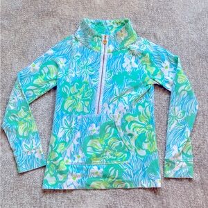 Lilly Pulitzer Pullover Half-Zip Kangaroo Pocket Cotton Spandex Tropical Small